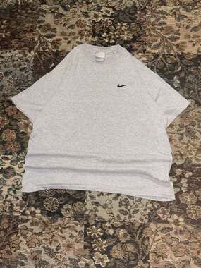 Vintage Nike Grey Embroidered Swoosh T-Shirt Size XL